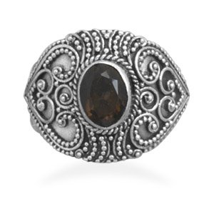 Bali Style Smoky Quartz Ring