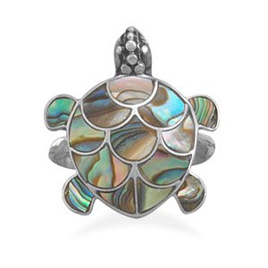 Paua Shell Turtle Ring