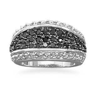 Black and Clear CZ Ring
