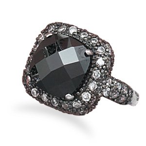 Black Rhodium Plated CZ Ring