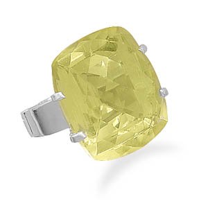 Large Faceted Lemon Quartz Ring