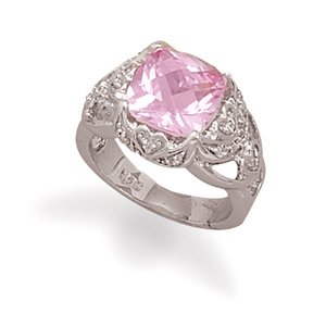 Synthetic Pink Sapphire and Clear CZ