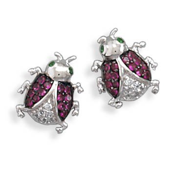 CZ Ladybug Earrings