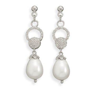 CZ and Freshwater Pearl Earrings
