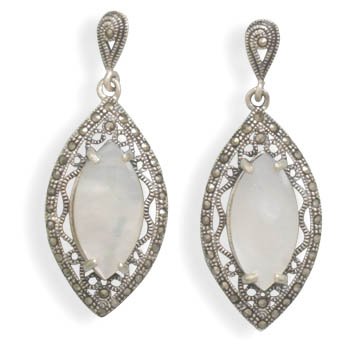 Marcasite and White Shell Earrings