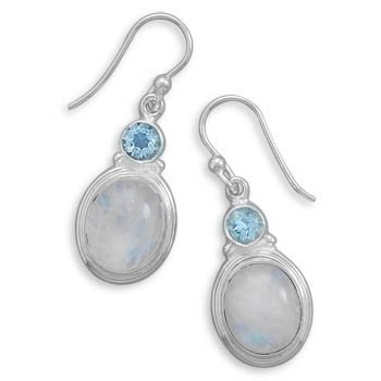 Blue Topaz and Moonstone Earrings