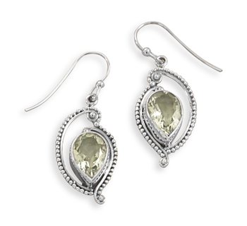 Green Amethyst French Wire Earrings