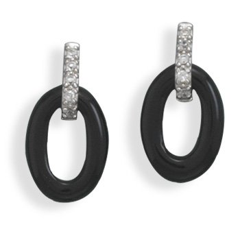 Black Onyx and CZ Earrings