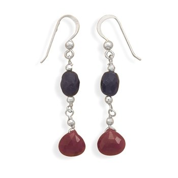 Sapphire and Ruby Drop Earrings