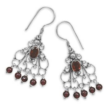 Drop Earrings with Garnet