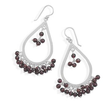 Garnet Bead Drop Earrings