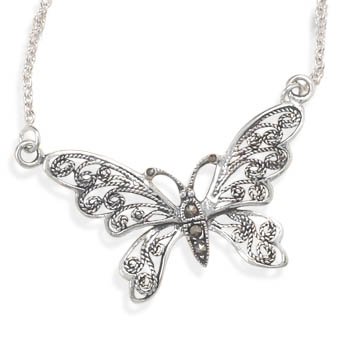Marcasite Butterfly Necklace