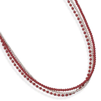 Sterling Silver and Coral Necklace