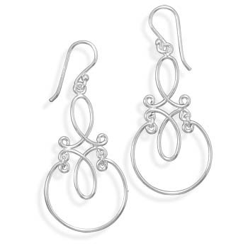 Scroll Design French Wire Earrings