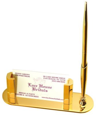 Gold Plated Card Holder With Pen