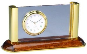 Card Holder and Clock with Wooden Base