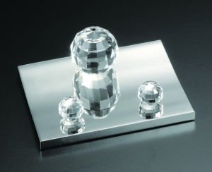 Crystal and Silver Tone Business Card Holder