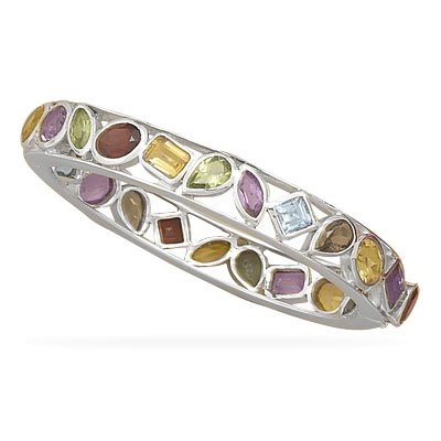 Multi Stone Hinged Bangle