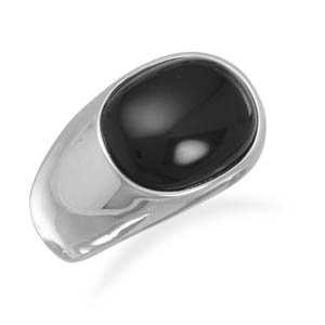 Steel and Black Onyx Ring