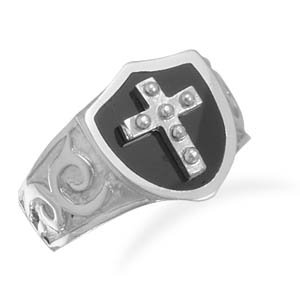Steel and Black Onyx Ring