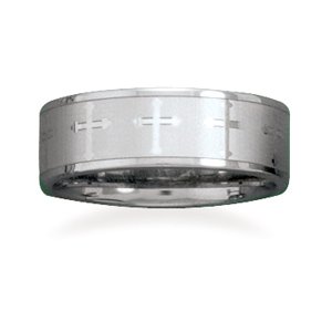 Tungsten Carbide Ring with Cross Design