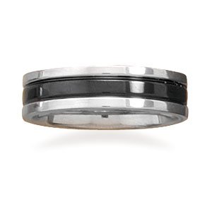 Stainless Steel Ring with Black Center