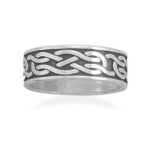 Oxidized Knot Design Band