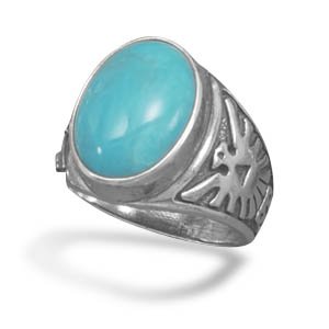 Turquoise Ring with Thunderbird Design