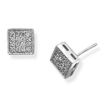 Square Pave CZ Earrings