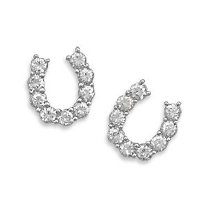 CZ Horseshoe Post Earrings