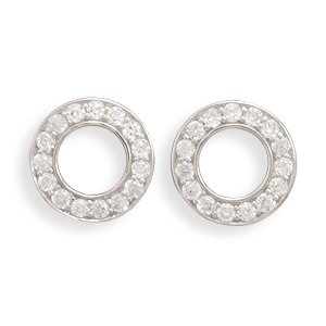 Open Circle CZ Post Earrings