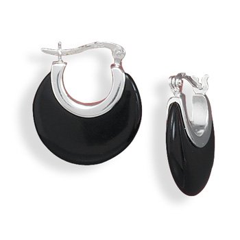 Black Onyx Hoop Earrings