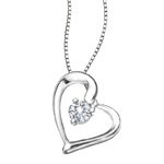 18K White Gold Diamond Sweet Heart Pendant with Chain