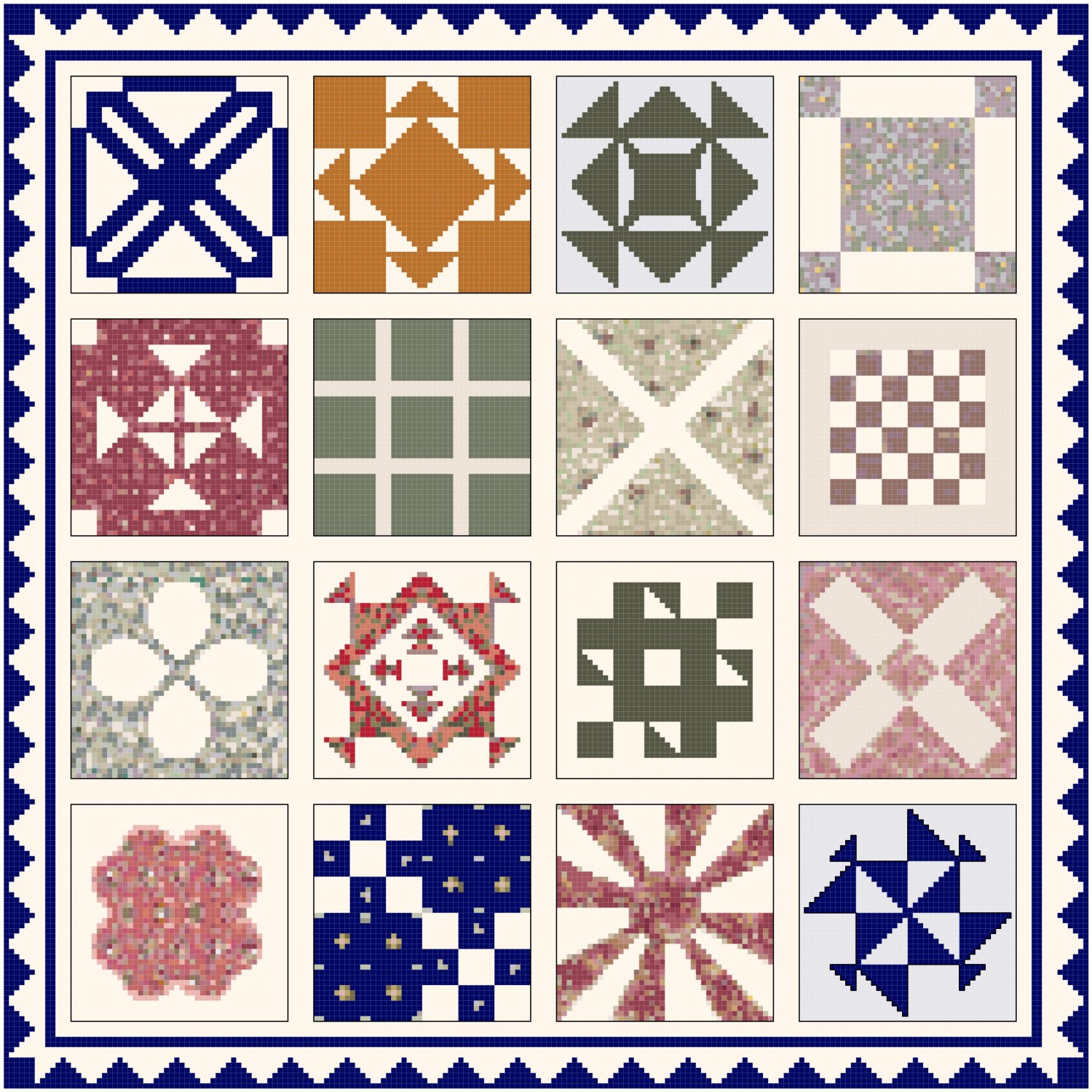 Dear Jane Quilt by Jane Stickle 1863 Pattern Chart Graph