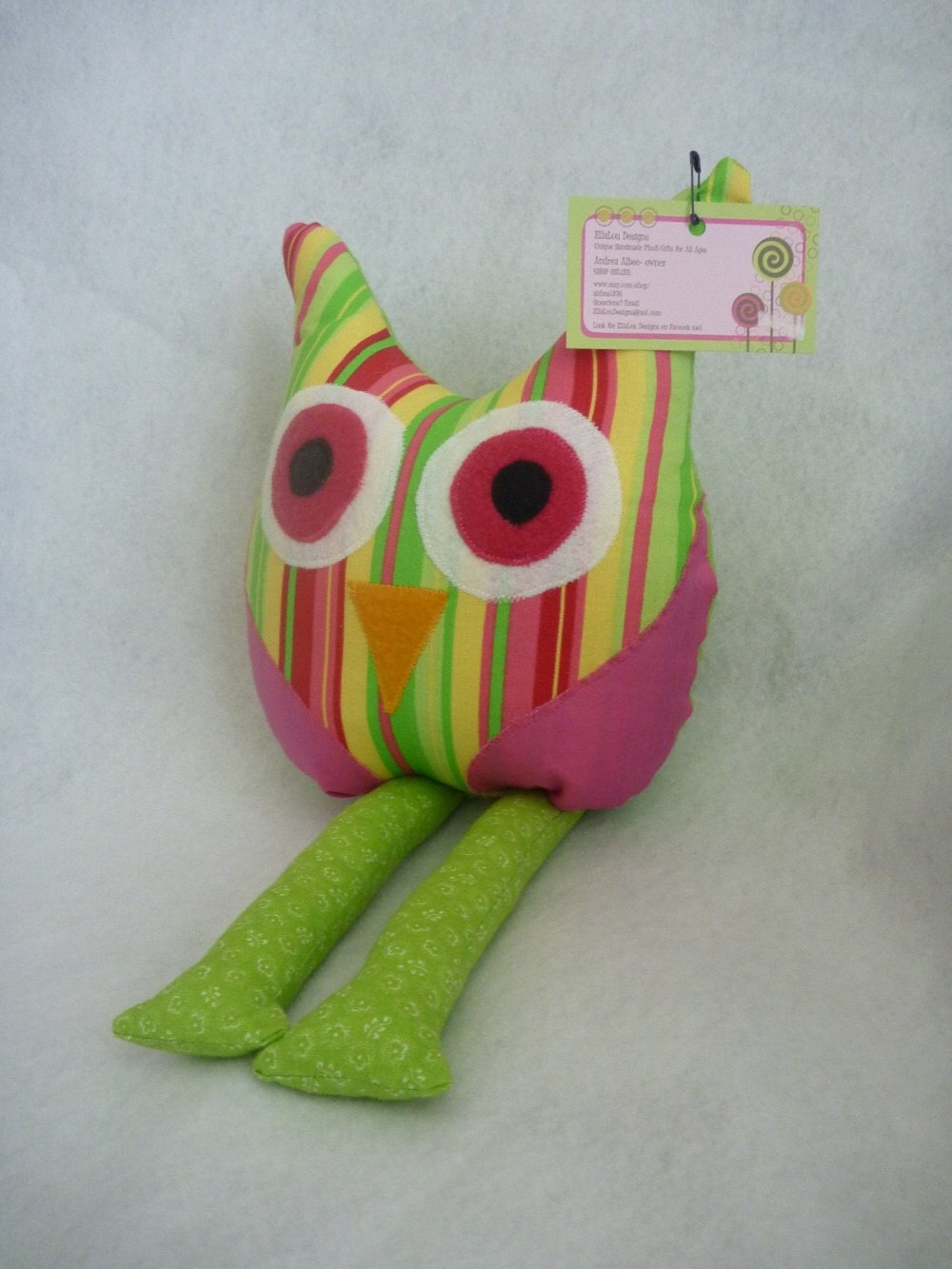 Owl Pillow for Nursery/Room Decor in Bright Pink Stripes