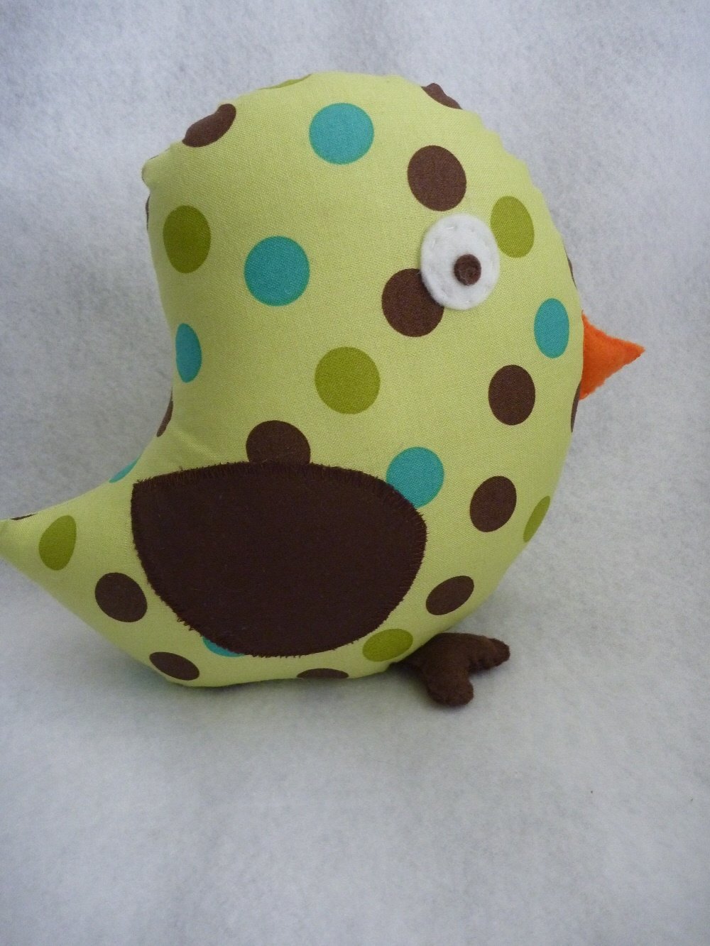 Bird Pillow for Tree Nursery in Chocolate Brown and Sage
