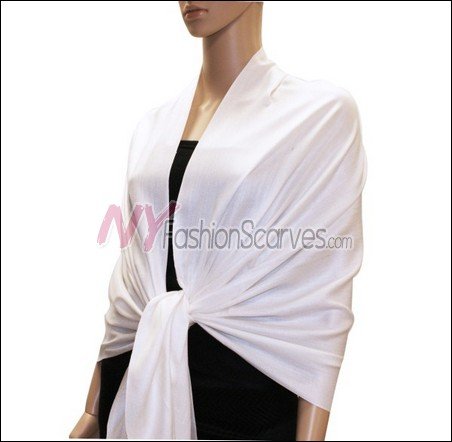 Silky Soft Solid Pashmina <br>White