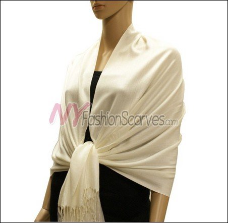 Silky Soft Solid Pashmina <br>Ivory