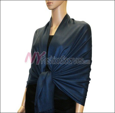 Silky Soft Solid Pashmina <br>Navy