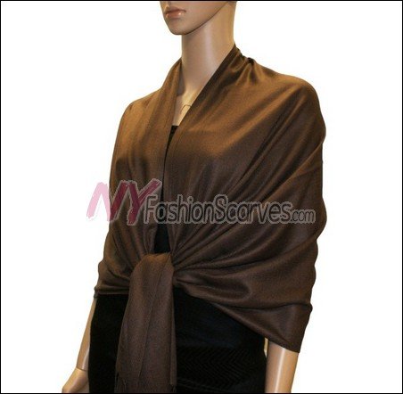 Silky Soft Solid Pashmina <br>Coffee