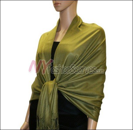 Silky Soft Solid Pashmina <br>Olive