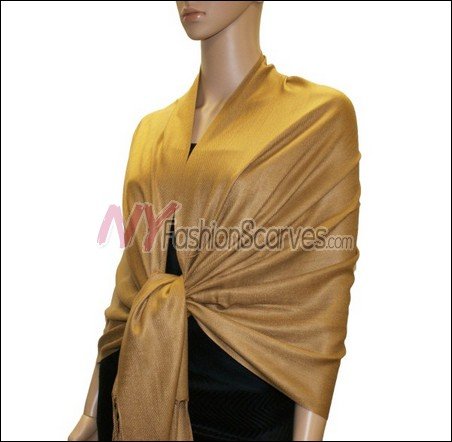 Silky Soft Solid Pashmina <br>Golden Brown