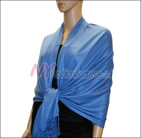 Silky Soft Solid Pashmina <br>Blue