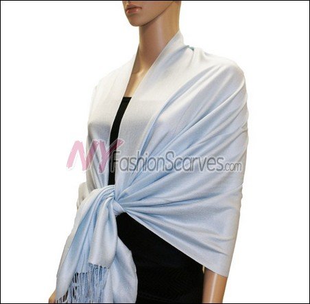 Silky Soft Solid Pashmina <br>Alice Blue