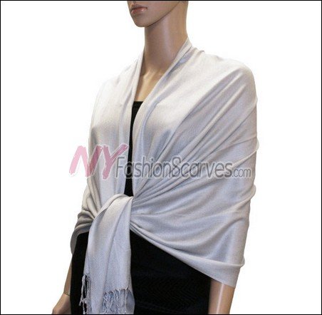 Silky Soft Solid Pashmina <br>Light Grey