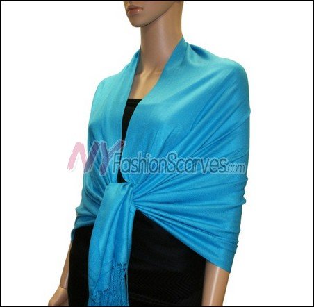 Silky Soft Solid Pashmina <br>Sky Blue