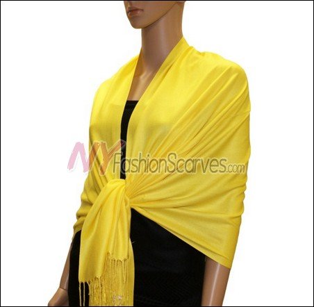 Silky Soft Solid Pashmina <br>Bright Yellow