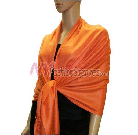 Silky Soft Solid Pashmina <br>Orange Red