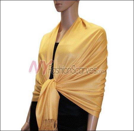 Silky Soft Solid Pashmina <br>Golden Yellow