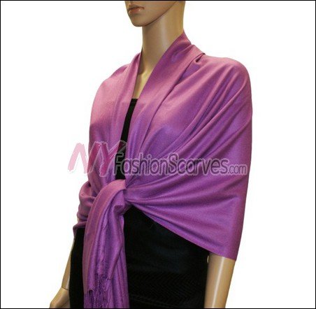Silky Soft Solid Pashmina <br>Violet Red